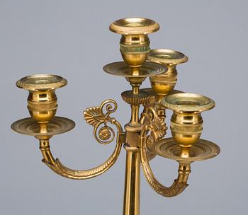 KANDELABRAR, ett par, empirestil 1800-tal.
