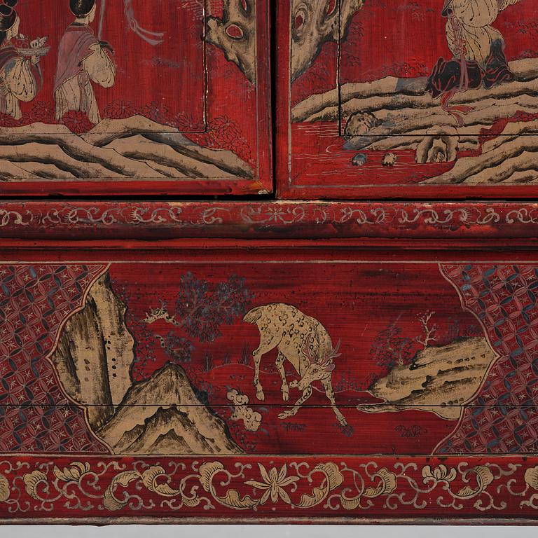 Skåp, förgyllt och rödlackerat. Qingdynastin, 17/1800-tal.