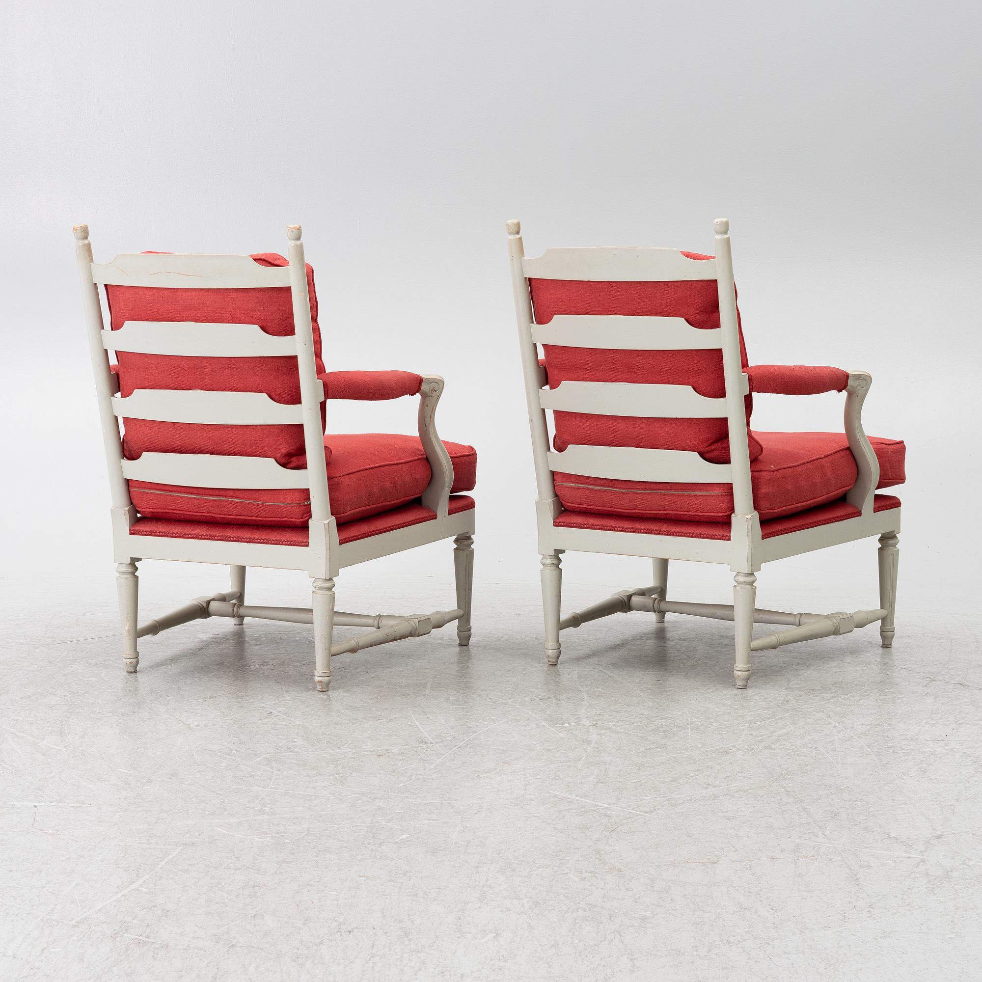A pair of armchairs, late 20th Century.