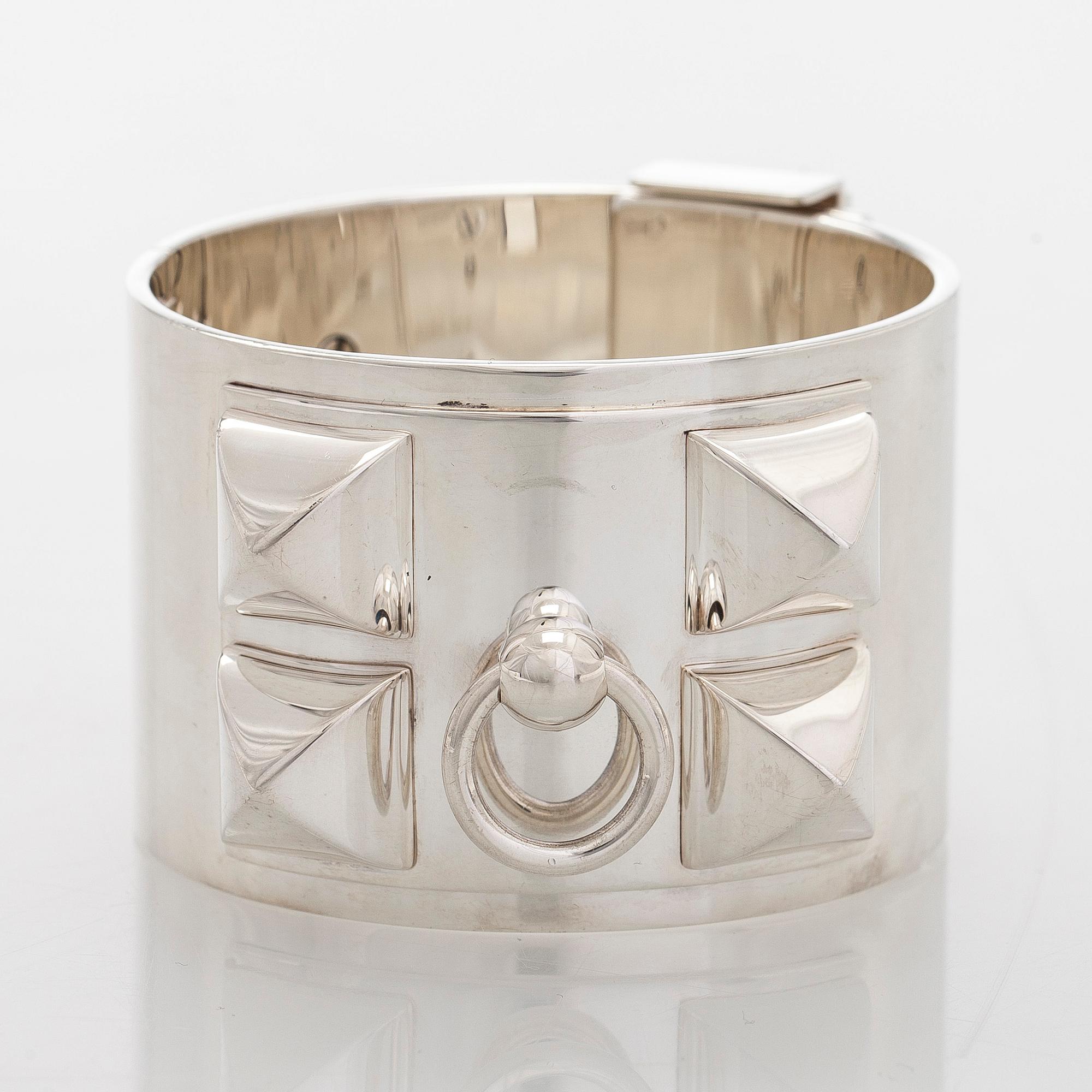Hermès, a sterling silver 'Collier de Chien' bracelet.