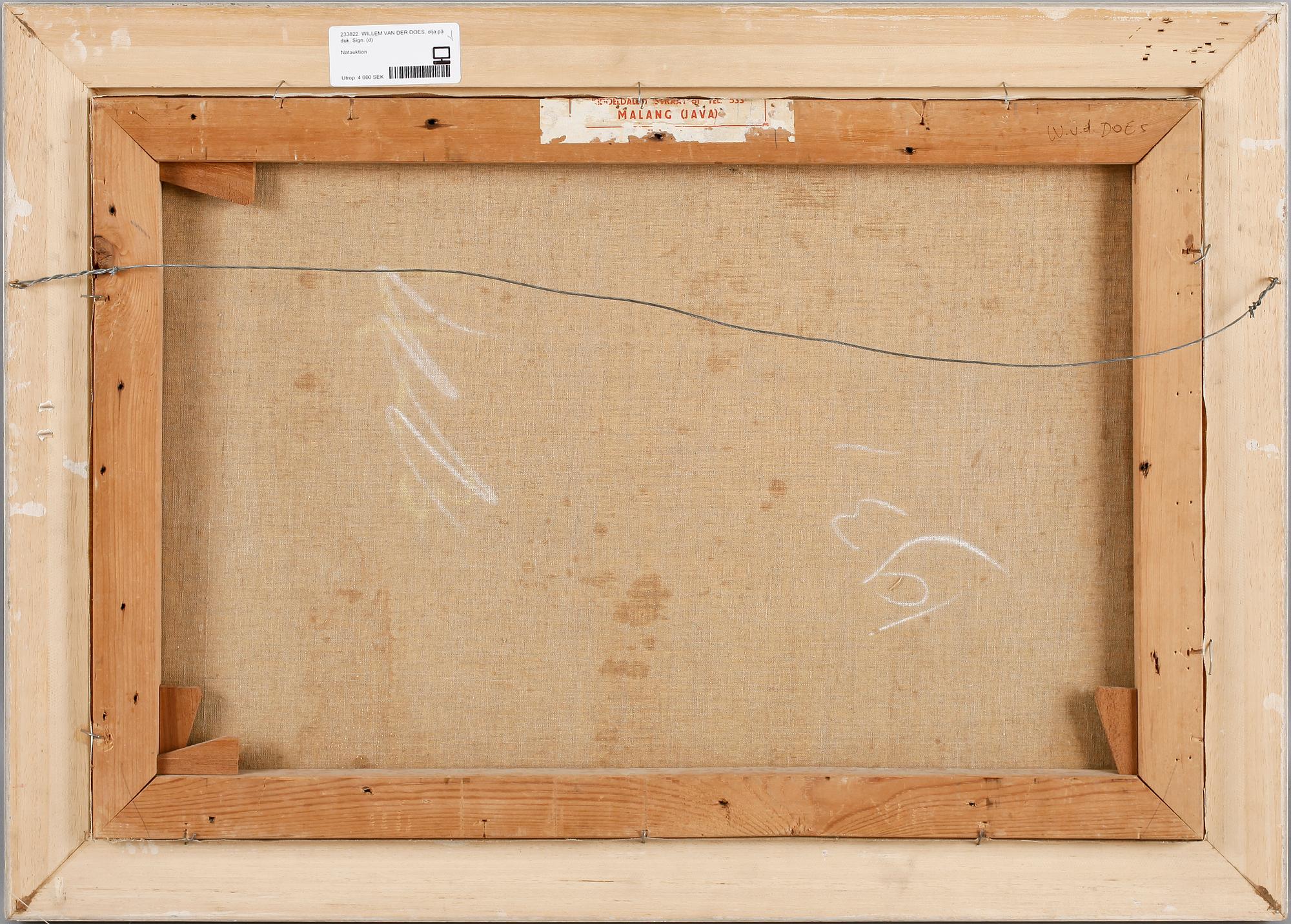 WILLEM VAN DER DOES, olja på duk. Sign.