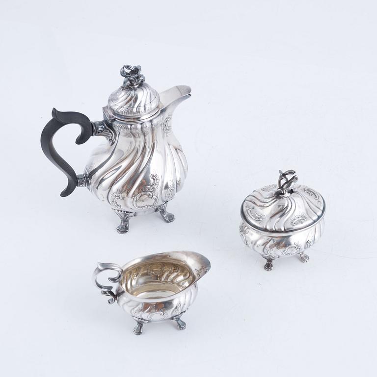 A Swedish coffee service, 3 pieces, silver, mark of CG Hallberg, Stockholm 1950-51.