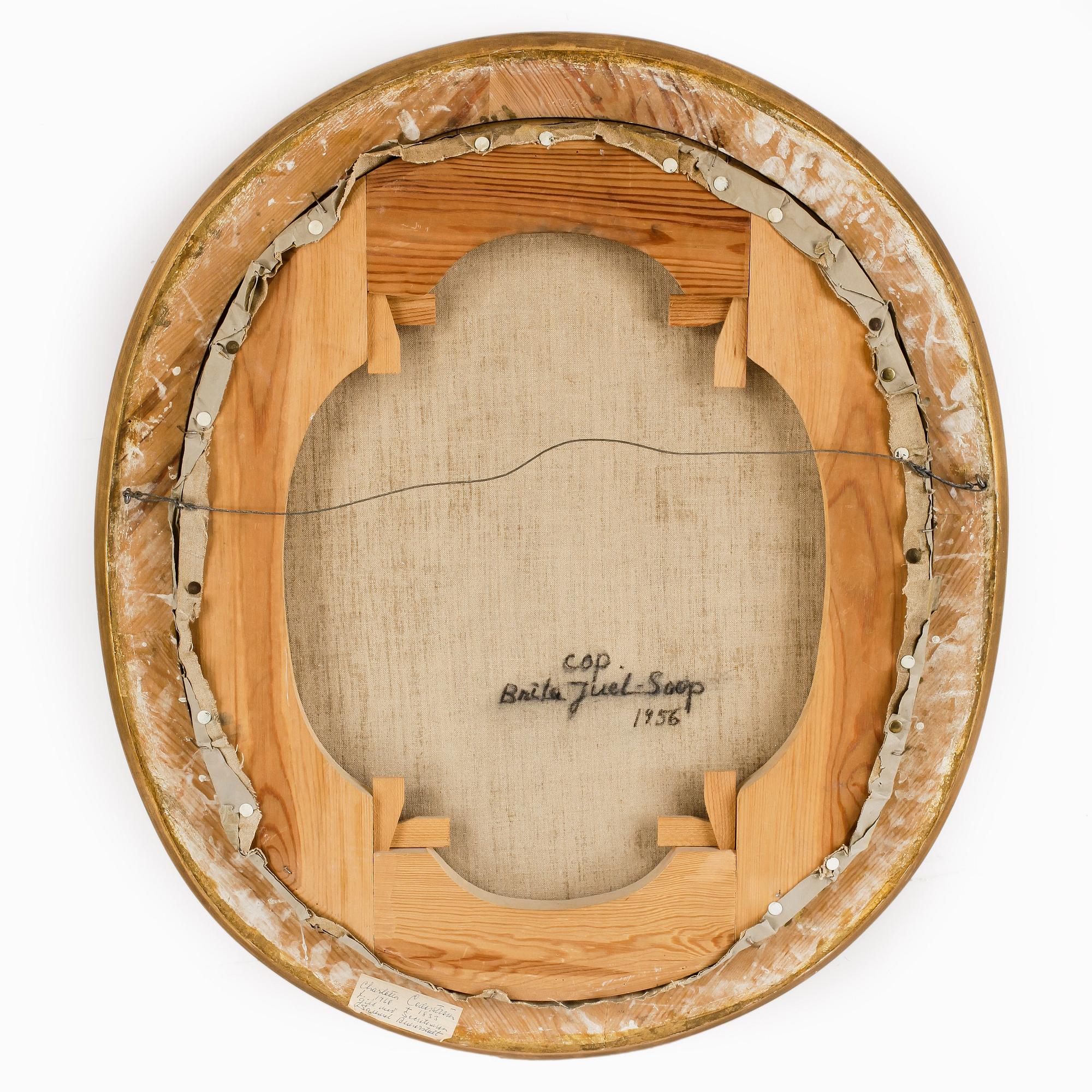 BRITA JUEL SOOP, pastell på papper på duk, kopia av Brita Juel-Soop dat 1956 á tergo.