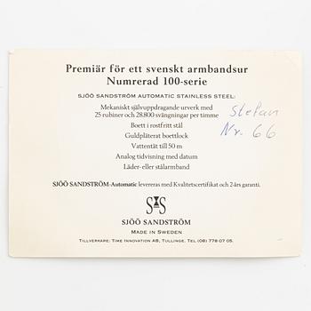 Sjöö Sandström, Automatic, "First watch - number 66 of 100", armbandsur, 37 mm.
