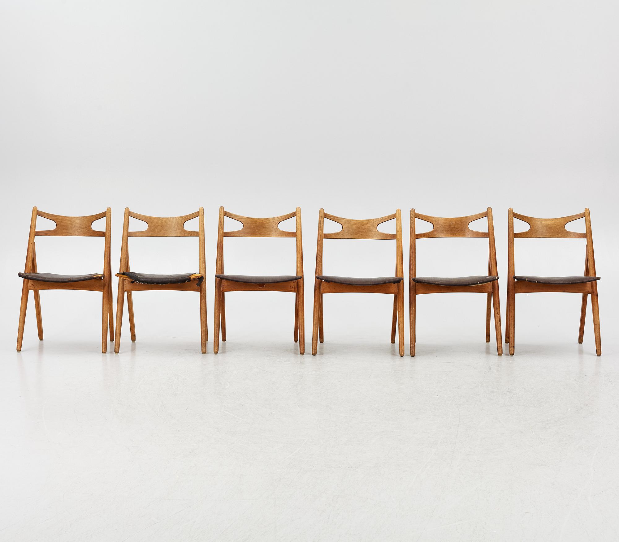 Hans J. Wegner, Six model CH-29 chairs Carl Hansen & Søn, mid-20th century.