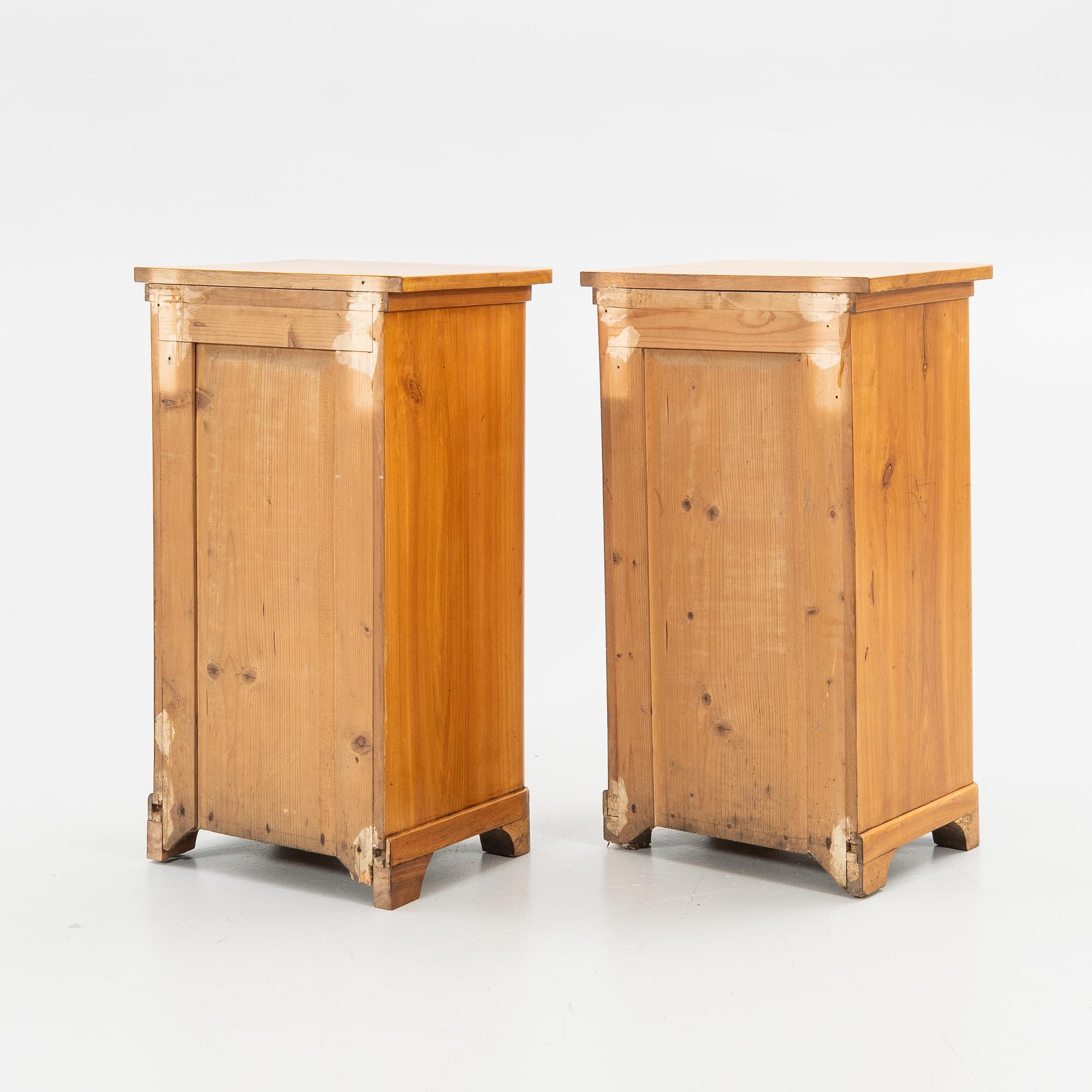 Nightstands, a pair, Art Nouveau, first half of the 20th century.