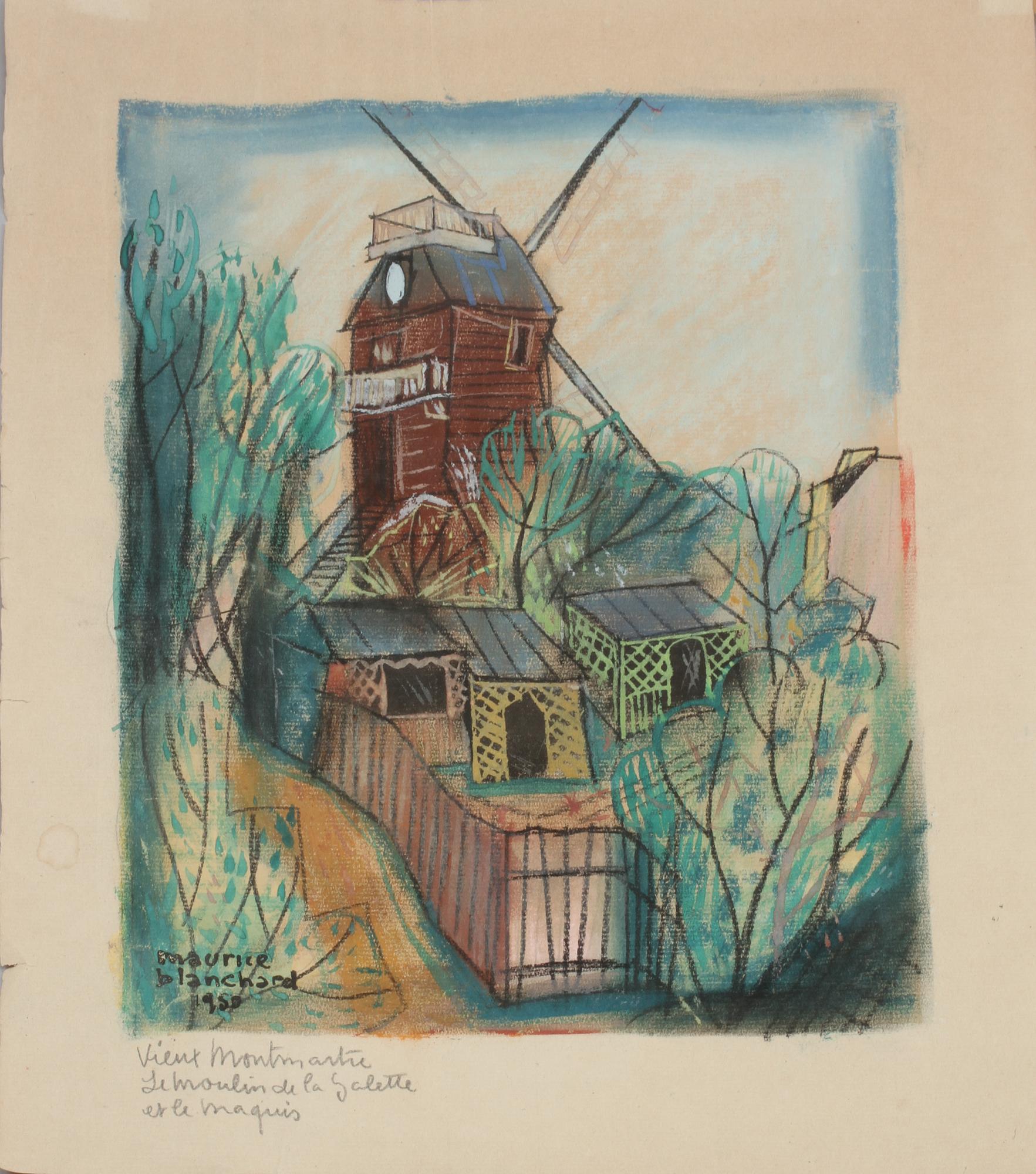 MAURICE BLANCHARD, blandteknik, signerad och daterad 1950.