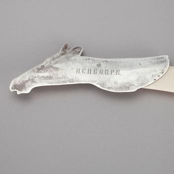 BREVKNIV, silver samt ben, Ryssland 1900-talets början.