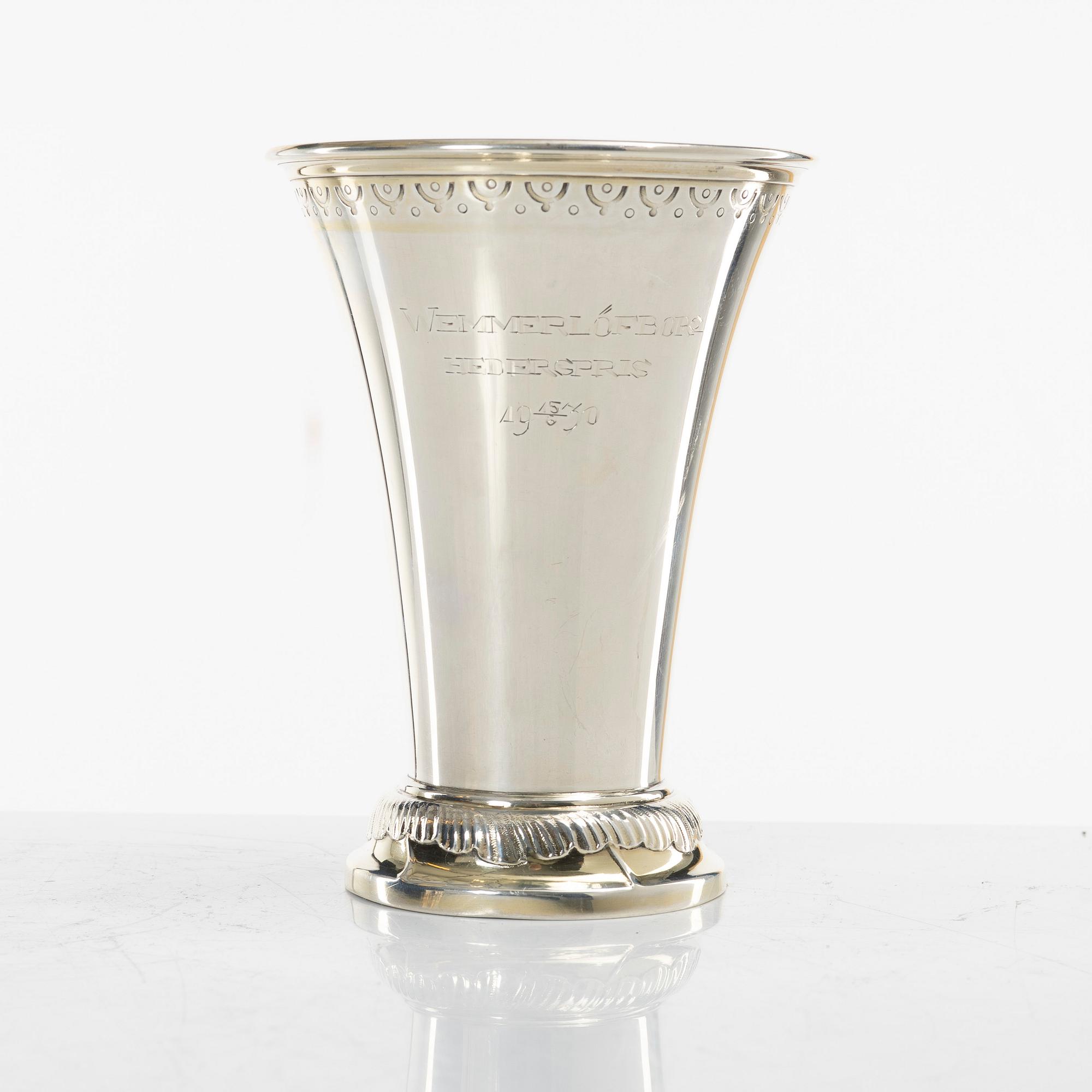 Four Swedish silver beakers, including mark of M Lysell, Trelleborg 1929.