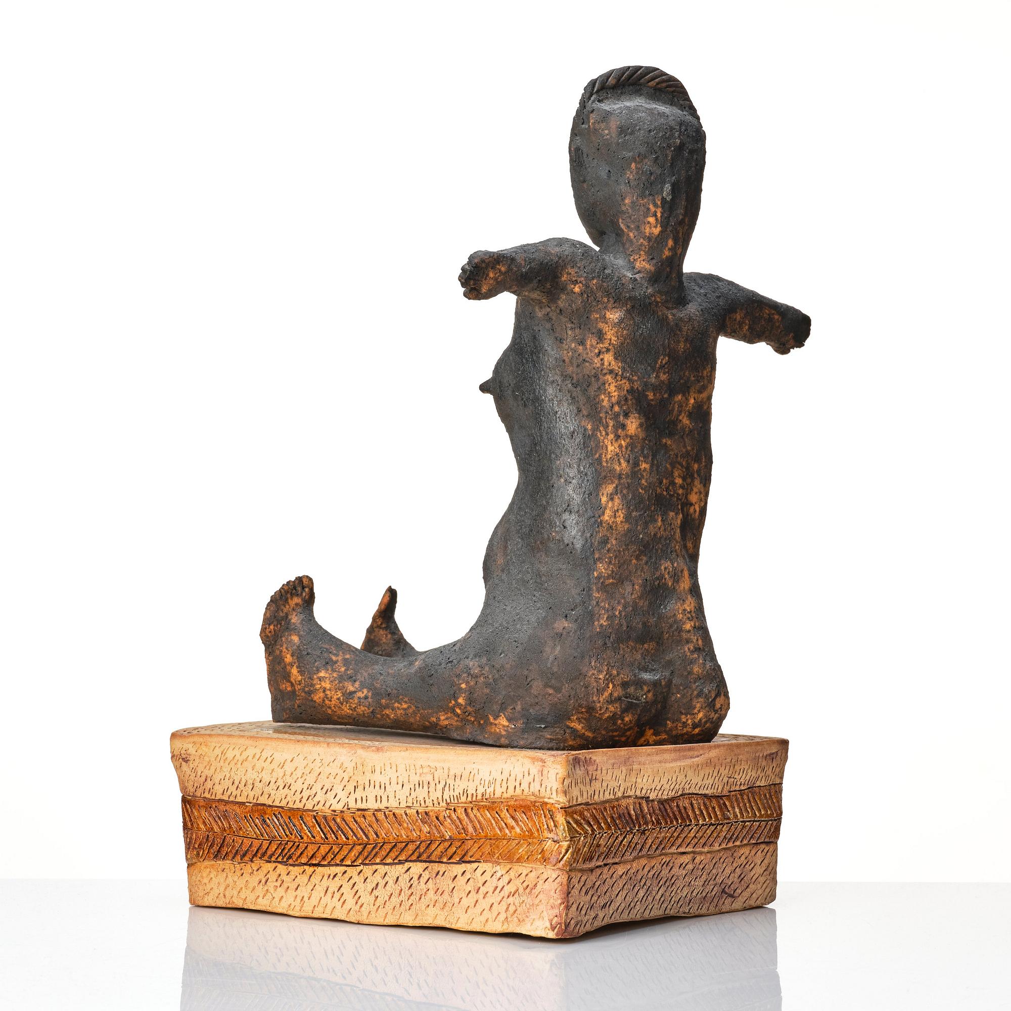 Ulrica Hydman-Vallien, a ceramic sculpture of a seated woman, Sweden, early 1970s.