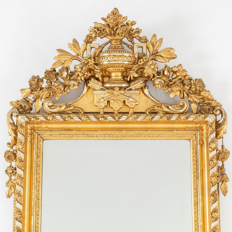 A late 19th century mirror and console table.