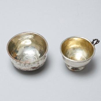 Two silver cups, partly by Erik Ernander, Uppsala, 1796.