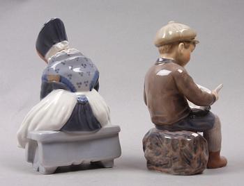 FIGURINER, 2 st, porslin, Royal Copenhagen resp Dahl Jensen.
