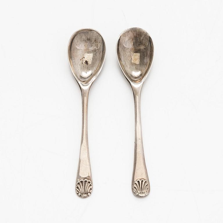 Kryddset, 3 dlr, sterlingsilver, Sheffield och Birmingham, England 1920-30-tal. samt försilvrat fat.