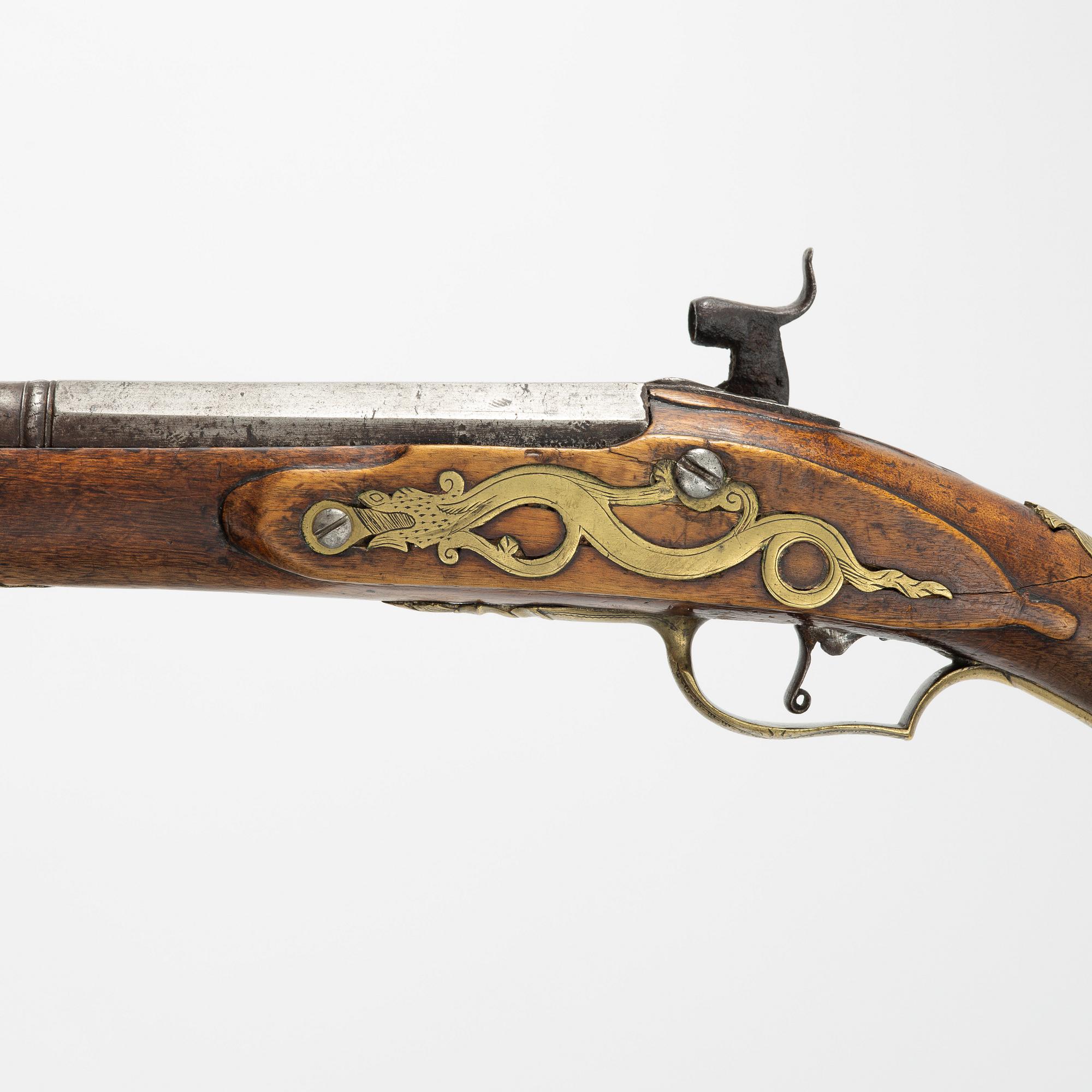 Percussion pistol, converted from flintlock, by Jonas Engvall, Jönköping (1718-45).