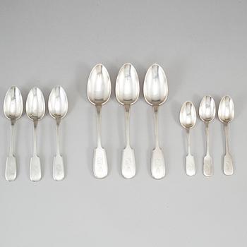 A set of Russian silver spoons, 12+12+3, St. Petersburg 1889.