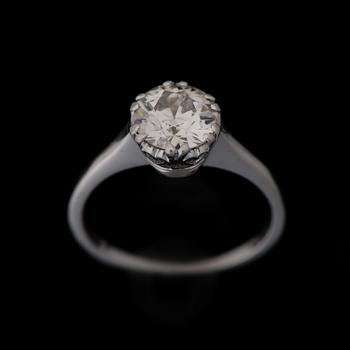 RING, gammalslipad diamant, 14K vitguld.