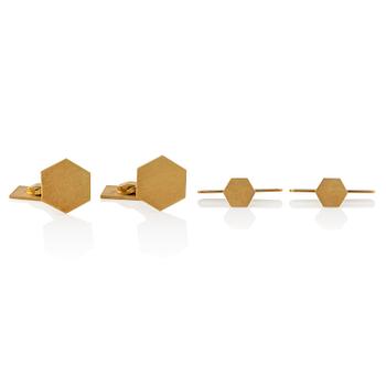 514. Wiwen Nilsson, a pair of cufflinks and a pair of shirt buttons, 18K gold, Lund 1959.