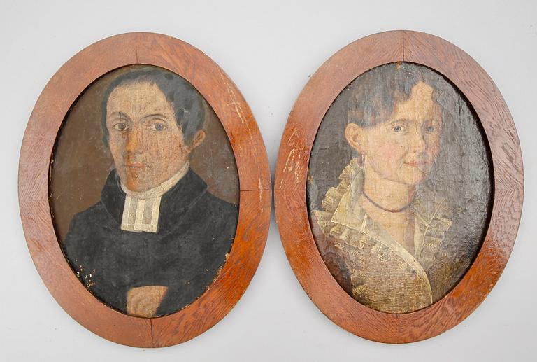 OKÄND KONSTNÄR, 1 par, olja på duk, 1700-/1800-tal.