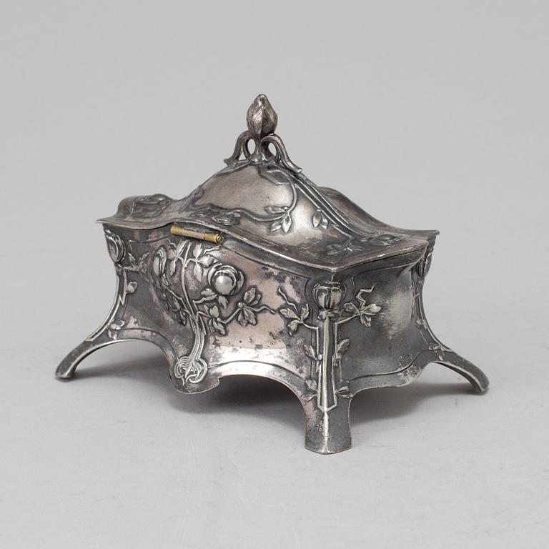 A WMF silver plate Art Nouveau jewellery box, circa 1900.