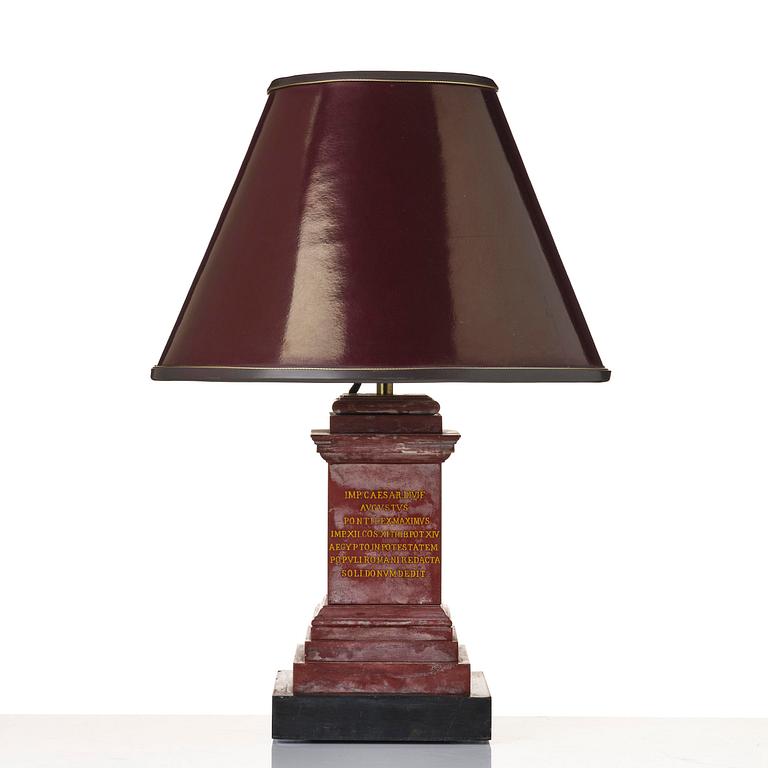 A presumably Italian marble lamp, 20th century.