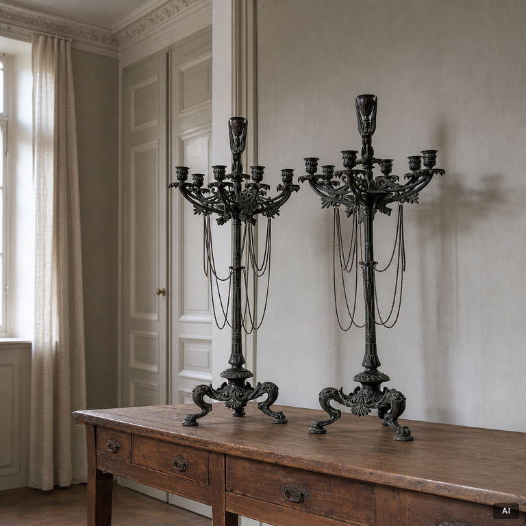 A pair of candelabras, late 19th century.