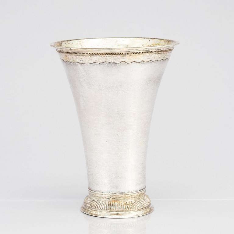 A Swedish 18th century parcel-gilt silver beaker, mark of Petter Gillberg, Varberg 1791.