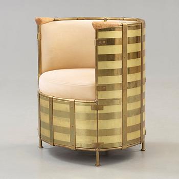 Mats Theselius, an 'El Dorado' brass and leather armchair, Källemo, Sweden, post 2002.