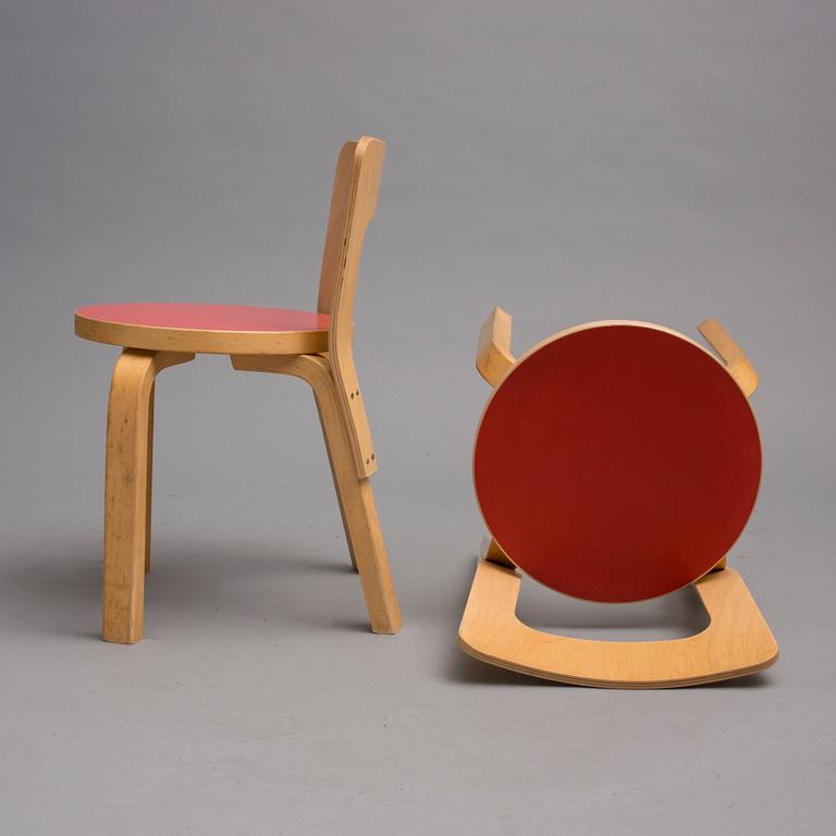 BARNSTOLAR, 2 st, modell 65, Alvar Aalto. Artek 1970-tal.