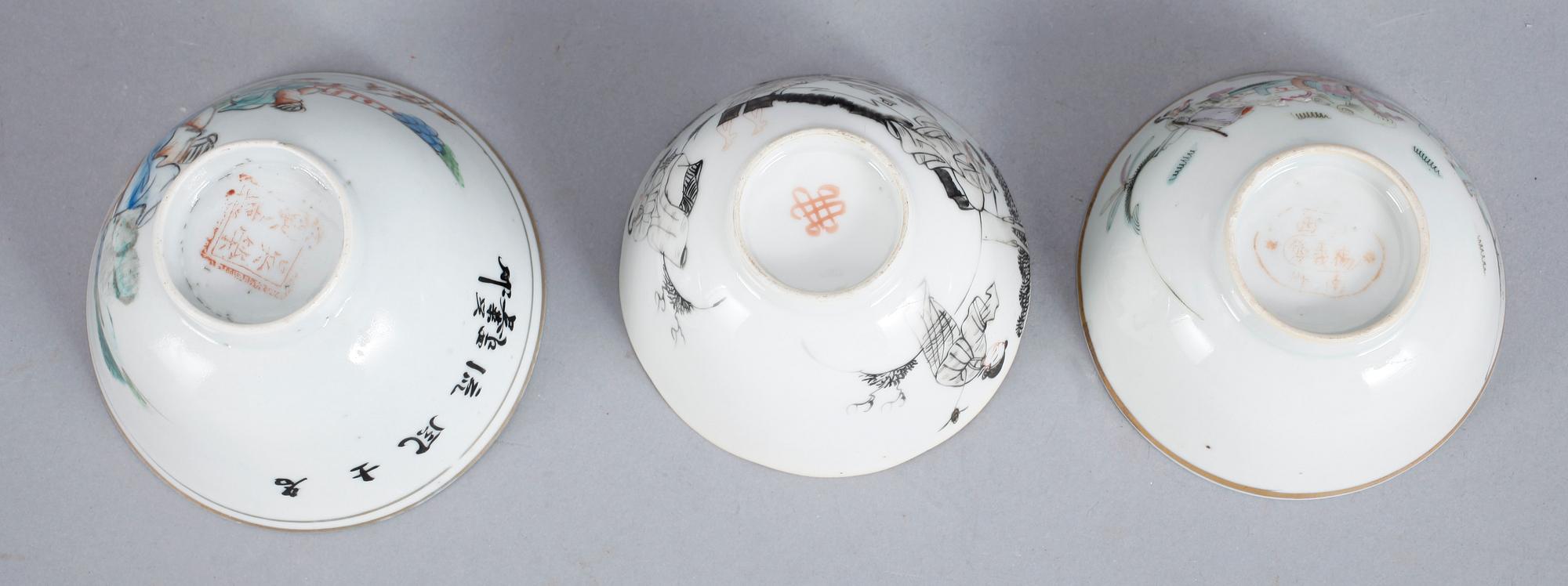 SAMLING PORSLIN, 10 delar, Kina, Mestadels Qingdynastin, 1700-1800-tal.