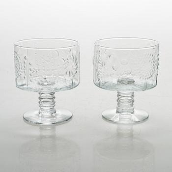 Oiva Toikka, boolimalja ja 9 lasia, "Flora", Nuutajärvi, 1966-1991.