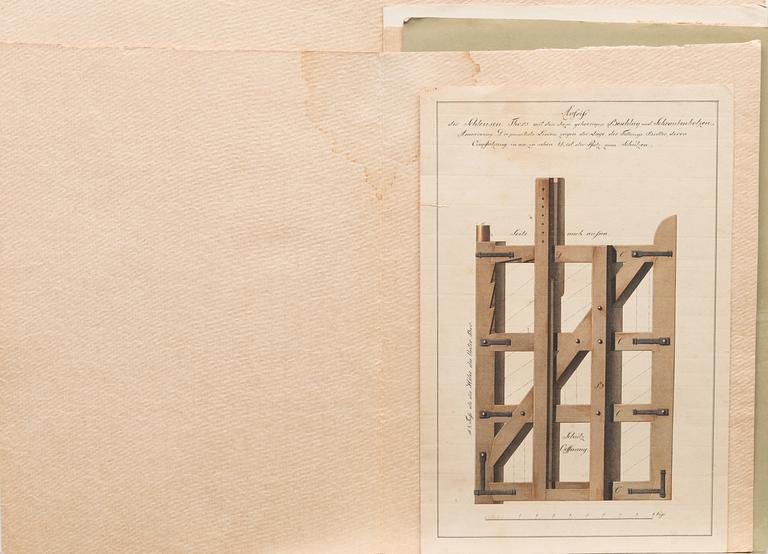 AKVARELLER/RITNINGAR, 3 st. tillskrivan Carl Ludwig Engel (1778-1840), ej signerade.