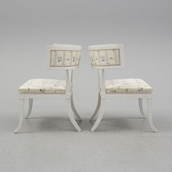 A pair of Swedish late Gustavian 1790's klismos chairs.