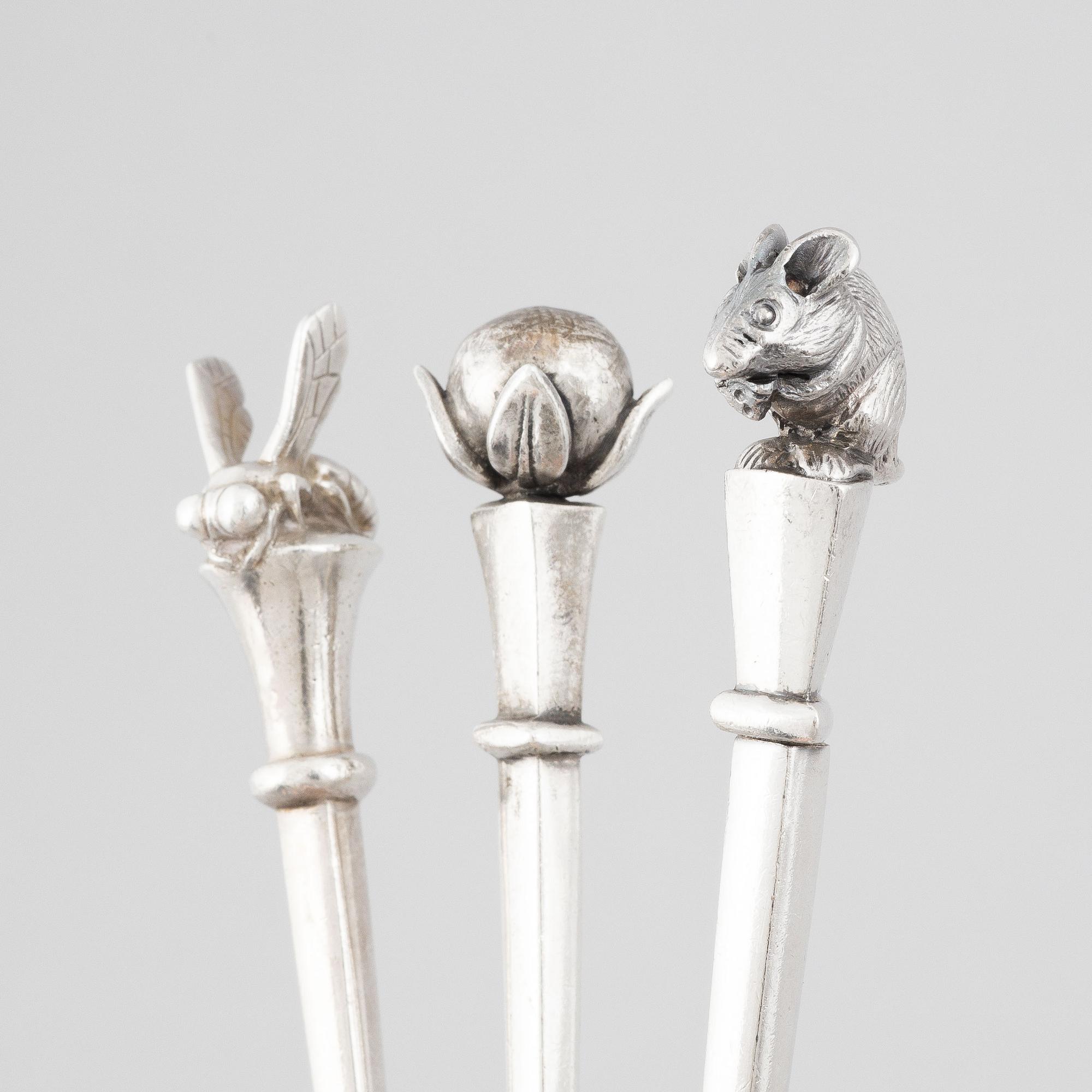 Set med fyra spadar i silver, design Barbro Littmarck, W.A. Bolin, Stockholm 1966-1995.