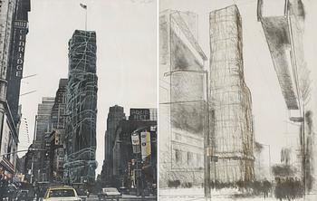 186. Christo & Jeanne-Claude, "Allied Chemical Tower packed, Project for 1 Times Square, New York", from; "(Some) Not Realized Projects". (2).