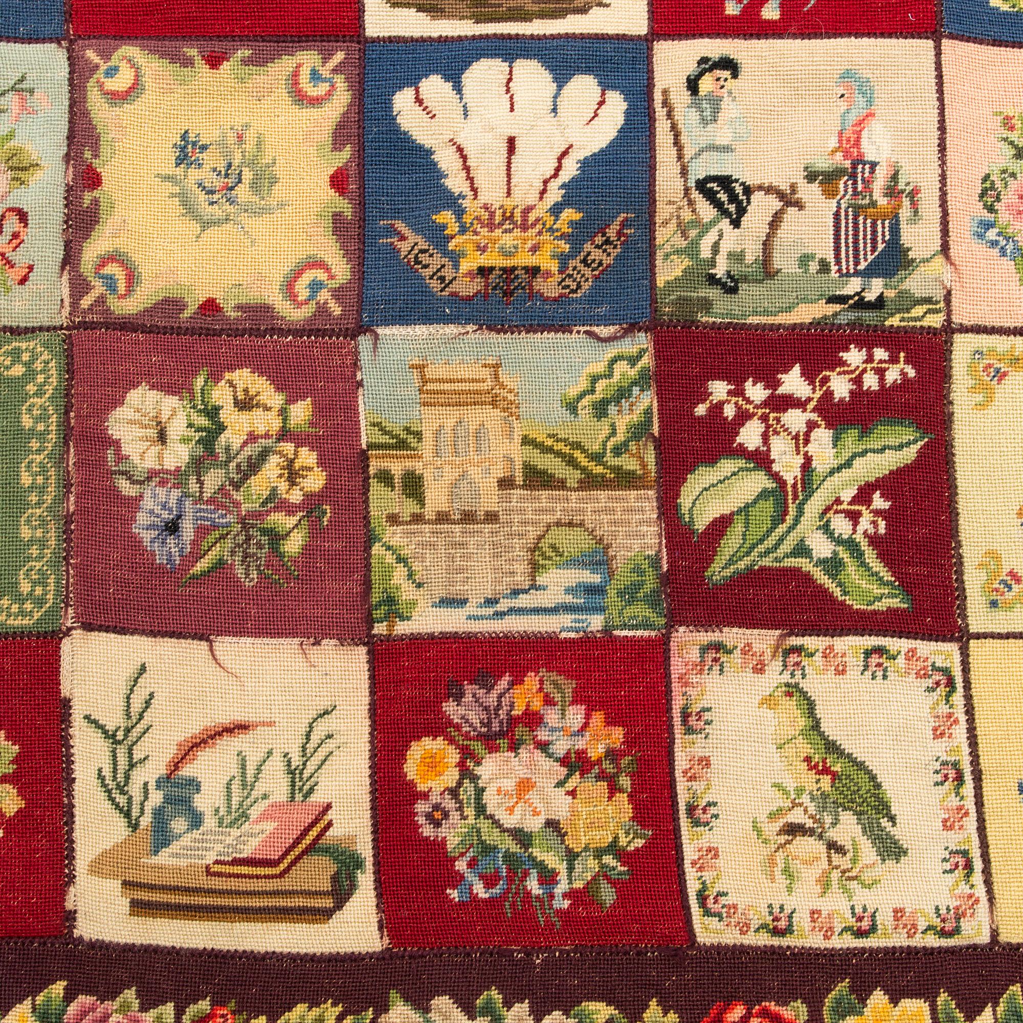 An embroided carpet, 1850-1900. Circa 195 x 130 cm.