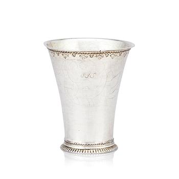 201. A Swedish 18th Century silver beaker, marks of Johan Steinfort, Stockholm 1758.