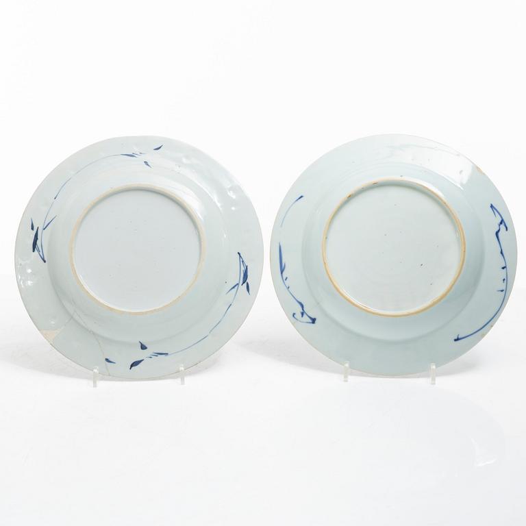 Eleven blue and white porcelain plates, China, Qing dynasty 18th century.