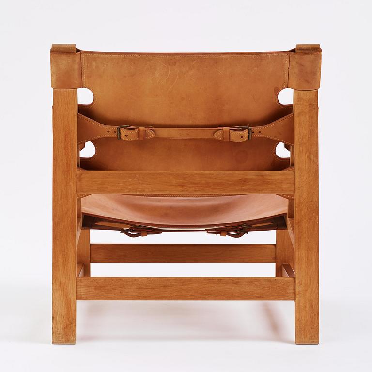 Børge Mogensen, an oak and natural brown leather easy chair model "2225", Fredericia Stolefabrik, Denmark, 1960s.