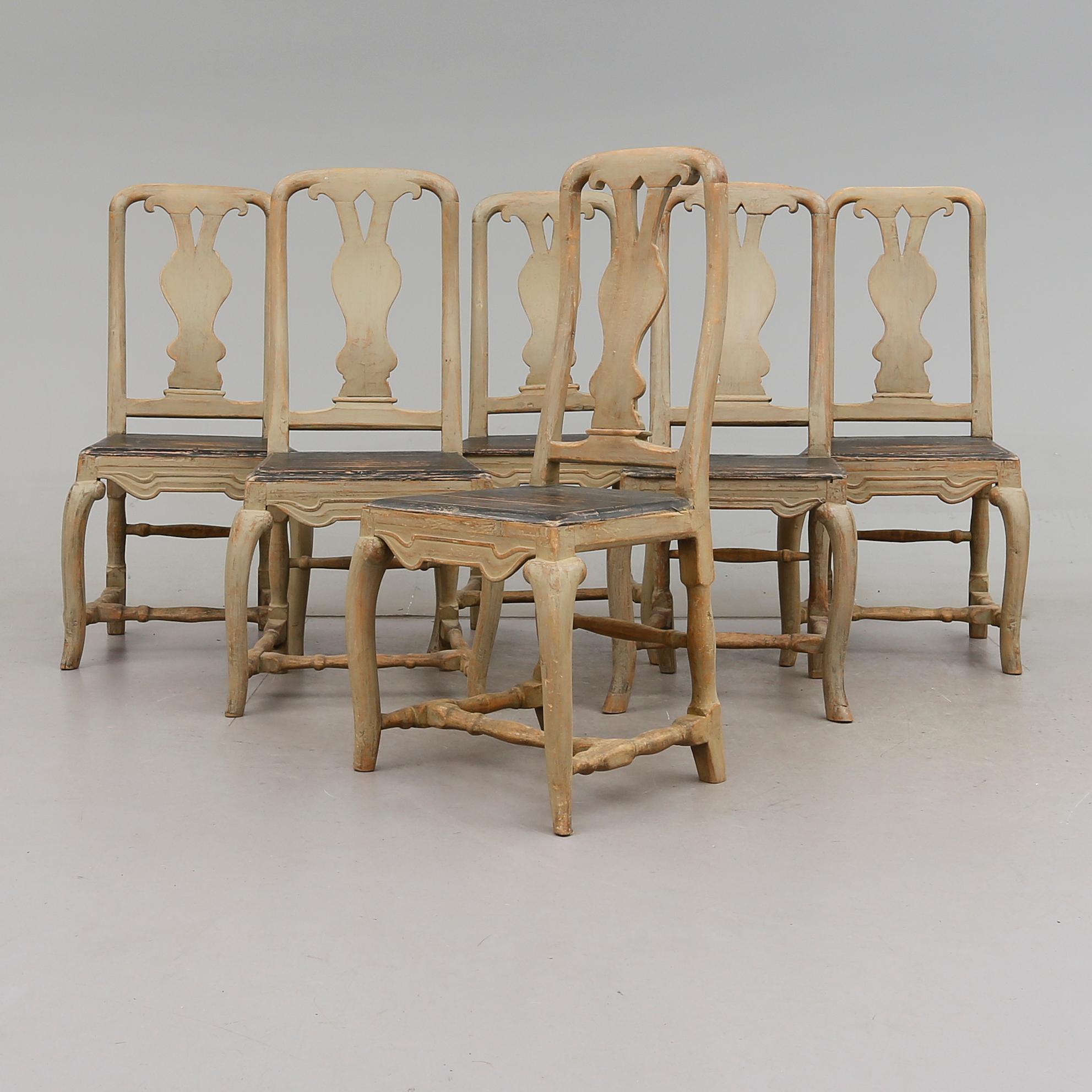 STOLAR, 6 st, senbarock, 1700-tal.