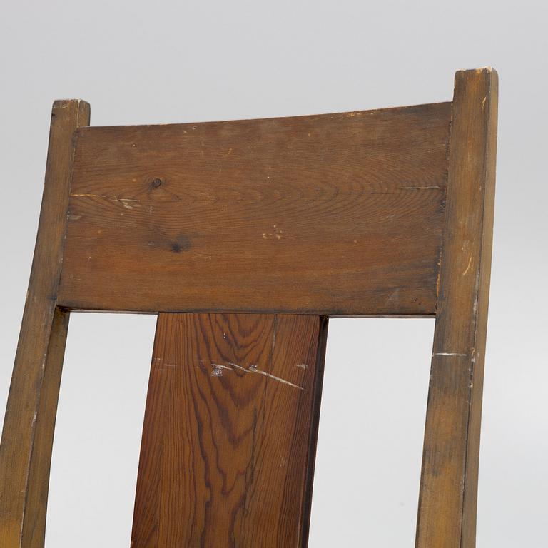 Carl Westman, a pair of stained pine chairs, Sweden ca 1910.