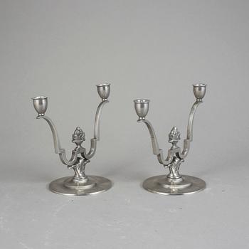 KANDELABRAR, ett par, tenn, art deco, GAB, 1932.
