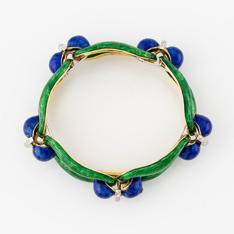 An 18K gold and enamel bracelet, by Spritzer & Fuhrmann.