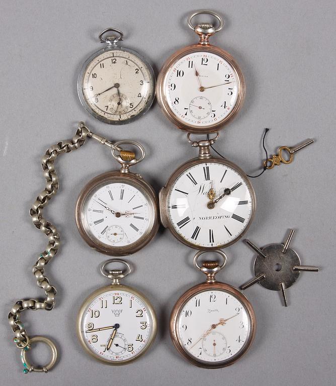 HERRFICKUR, 6 st, mest silver, tidigt 1800-tal till 1900-tal. Bla Wallerius Norrköping.