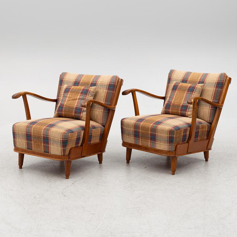 Svante Skogh, fåtöljer, ett par,- Swedish Modern, Förenade Möbelfabrikerna, Linköping, 1940-tal.