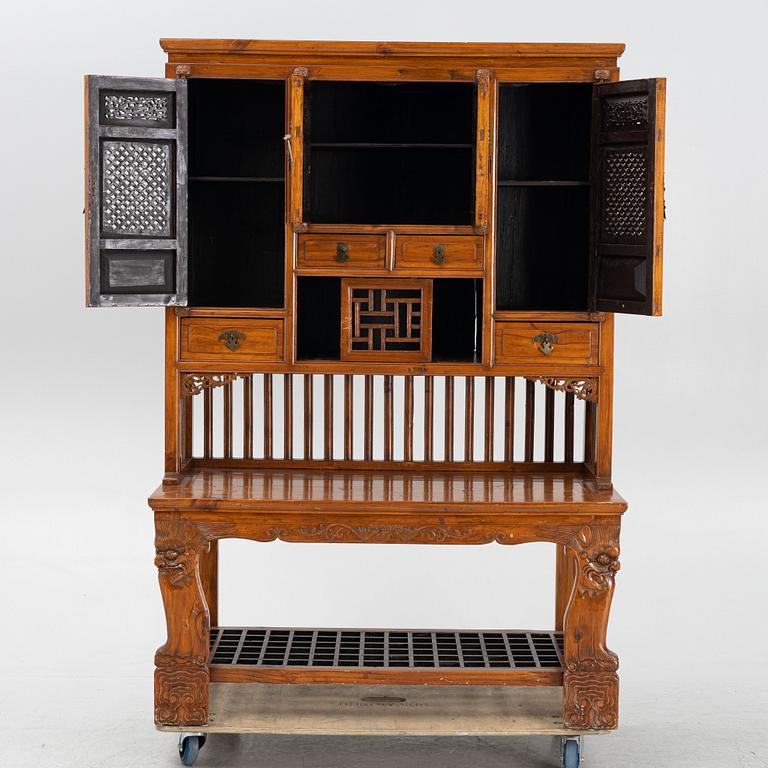 A Chinese hardwood cabinet, around 1900.