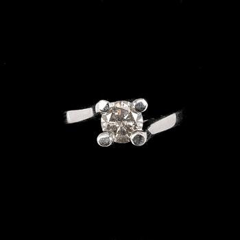 RING, 14k vitguld med briljantslipad diamant, ca 0,92 ct.