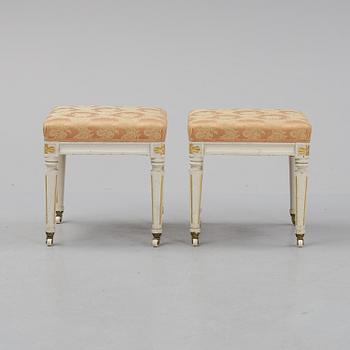 A pair of gustavian style stools from the late 1800's.