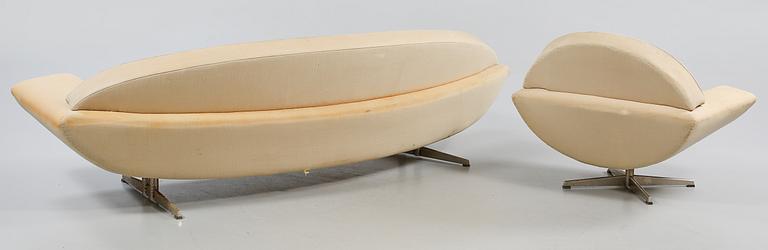 SOFFA OCH FÅTÖLJ, "Capri", Johannes Andersen, Trensum, Sverige, 1950/60-tal.
