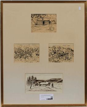 ACKE ÅSLUND, tuschteckningar, 4 st. Varav tre sign och dat 1930.